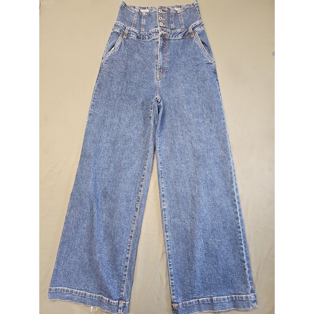 Forever 21 Premium Womens "Size 31x31.5" High Rise Wide Leg Jeans Button Fly
